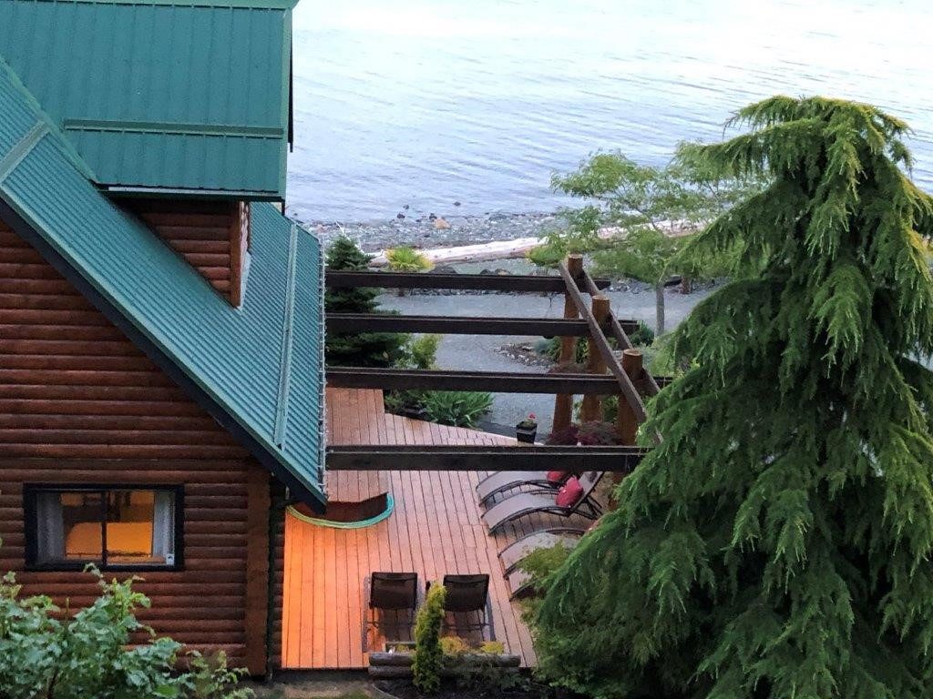 Qualicum Breeze Beach House Overhead View of Side Deck